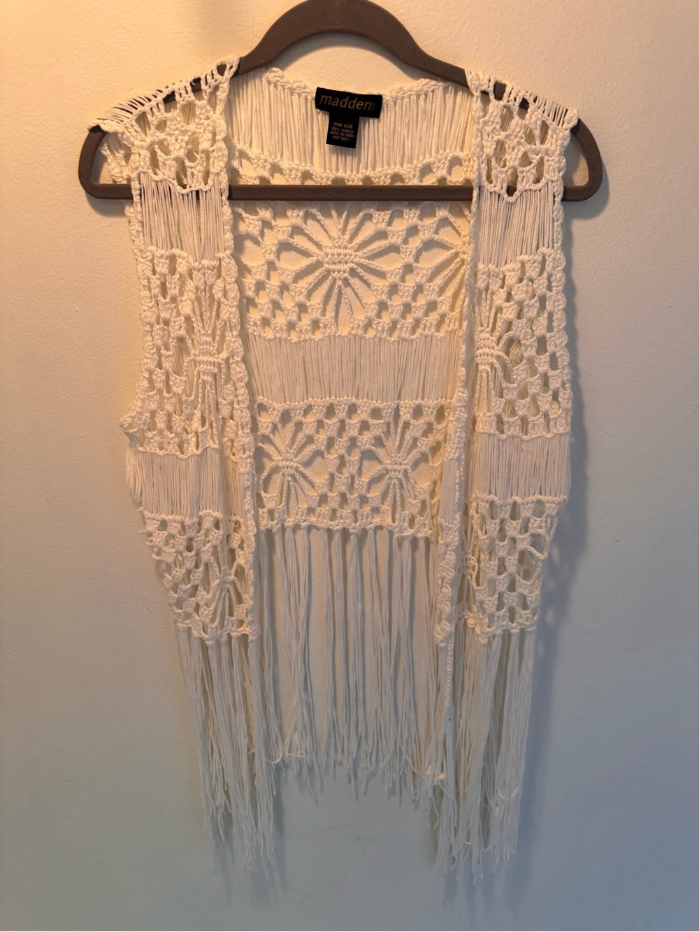 Madden White Crochet Fringe Festival Vest - One Size